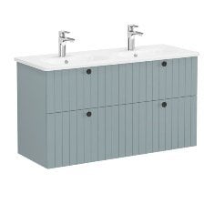 Vitra Root Groove 69523 Lavabo Dolabı, Dört Çekmeceli, 120 Cm, Mat Fiyord Yeşili, Yuvarlak Lavabolu